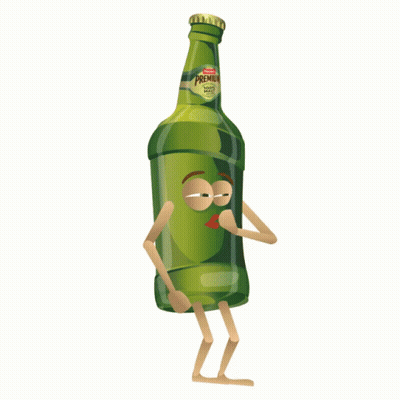 Green Beer Bottle With Limbs Holding Heart GIF