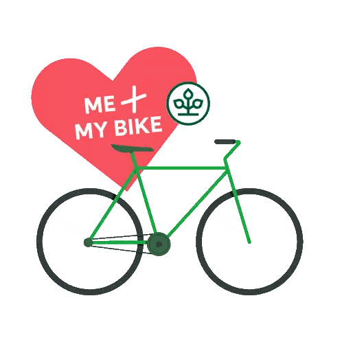 Green Bicycle With Heart Me Plus My Bike Sticker