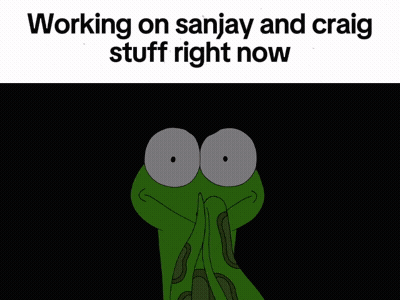 Green Big-Eyed Frog Working On Sanjay Craig Stuff GIF