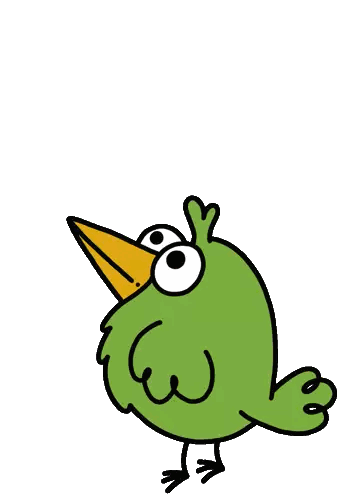 Green Bird Looking At Red Heart Sticker