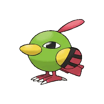 Green Bird With Yellow Beak And Red Tail Sticker