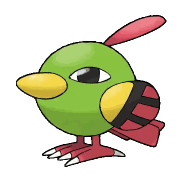 Green Bird With Yellow Beak And Red Tail Sticker