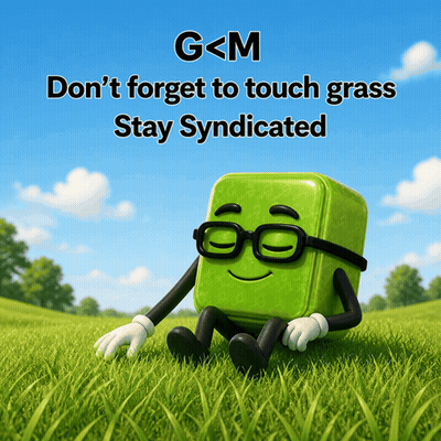 Green Block With Glasses Saying Don't Forget To Touch Grass Stay Syndicated GIF