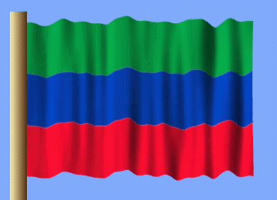 Green Blue And Red Flag Waving In Wind Against Blue Sky GIF