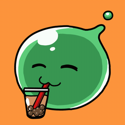 Green Bubble Drinking From Cup GIF
