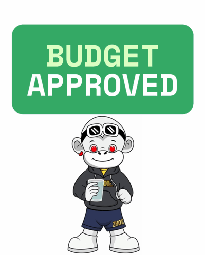 Green Budget Approved Sign With Cartoon Character GIF