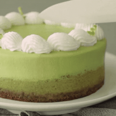 Green Cake With Whipped Cream GIF