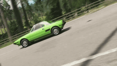 Green Car Driving In Video Game GIF