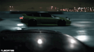 Green Car Driving On Snowy Road NJBORN95 GIF