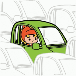 Green Car In Traffic GIF