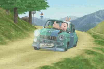 Green Car With License Plate MC 0079 GIF