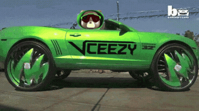 Green Car With Veezy GIF