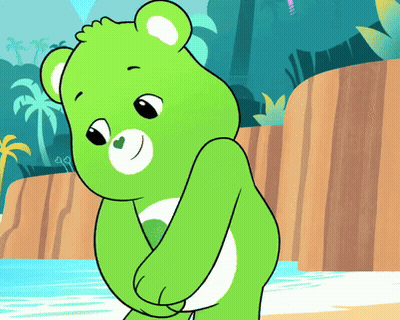 Green Care Bear At Waterfall GIF