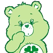 Green Care Bear With Clover And Question Mark Sticker