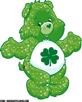 Green Care Bear With Four Leaf Clover Sticker