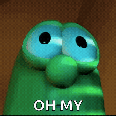 Green Cartoon Blue Eyes Saying Oh My GIF