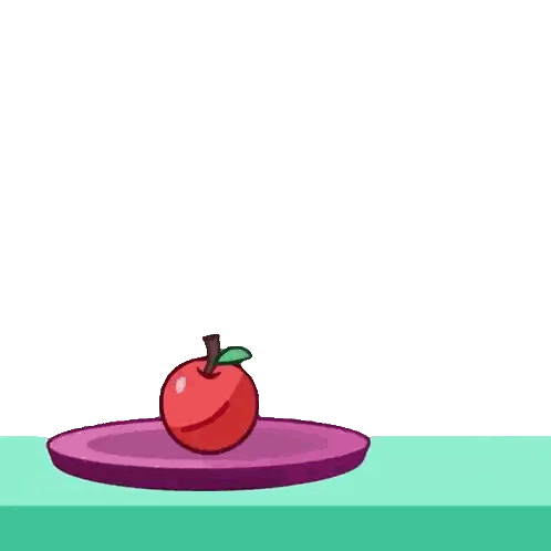 Green Cartoon Character Eating Apple Sticker