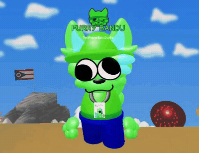 Green Cartoon Character Furry Bandu GIF