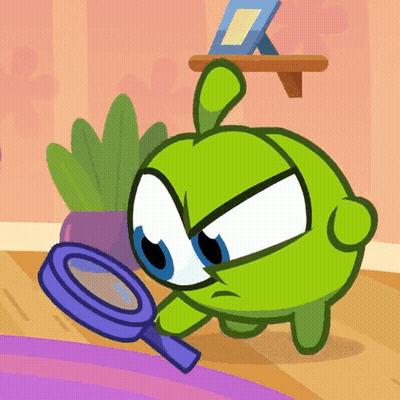 Green Cartoon Character Holding Magnifying Glass GIF