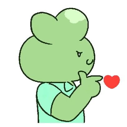 Green Cartoon Character Holding Red Heart Sticker