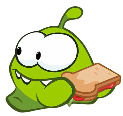 Green Cartoon Character Holding Sandwich Sticker