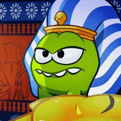 Green Cartoon Character In Blue And White Striped Hat And Gold Crown GIF