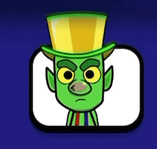Green Cartoon Character In Top Hat And Striped Shirt GIF