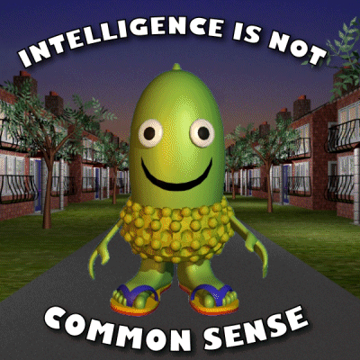 Green Cartoon Character Intelligence Is Not Common Sense GIF