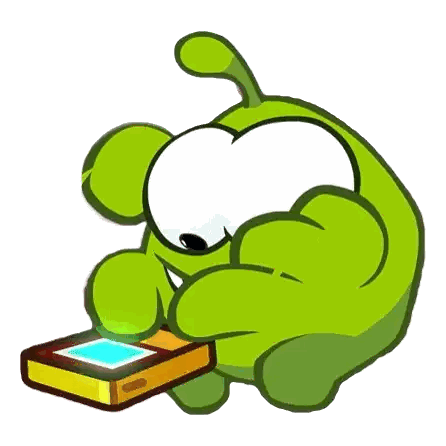 Green Cartoon Character Looking At Cellphone Sticker
