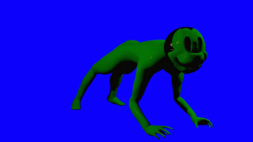 Green Cartoon Character On Blue Background GIF