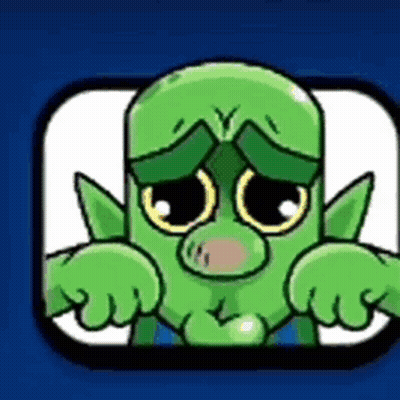 Green Cartoon Character Sad In Blue Square GIF