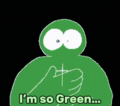 Green Cartoon Character Saying I'm So Green GIF