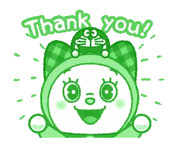 Green Cartoon Character Saying Thank You Sticker