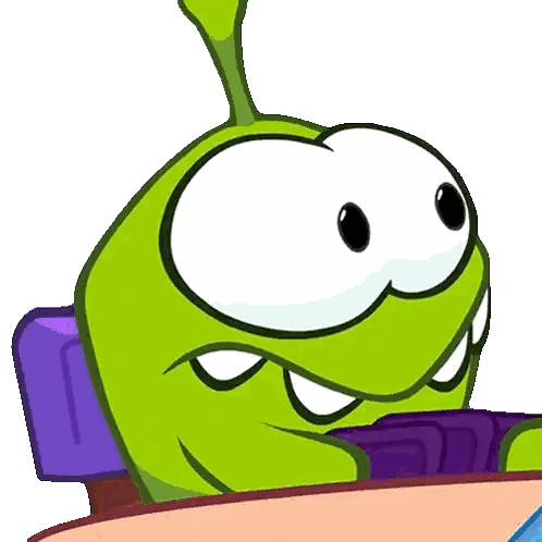 Green Cartoon Character Sitting In Purple Chair Sticker