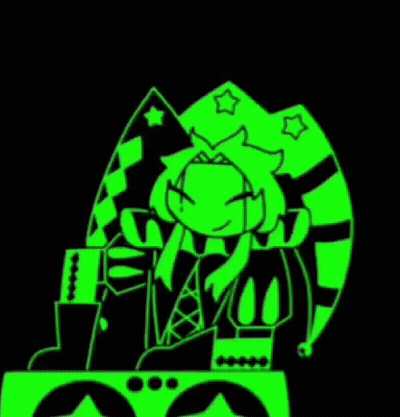 Green Cartoon Character Sitting On Green Box GIF