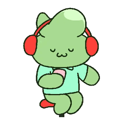 Green Cartoon Character Wearing Red Headphones Sticker