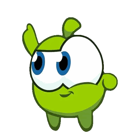 Green Cartoon Character With Big Blue Eyes And Smiley Face Sticker