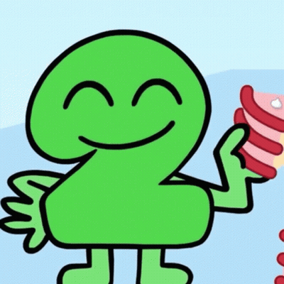 Green Cartoon Character With Big Eyes Smiling GIF
