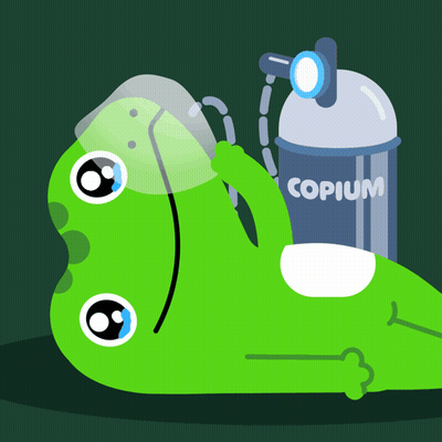 Green Cartoon Character With Copium Container GIF