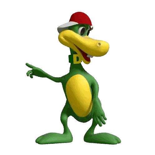 Green Cartoon Character With D Sticker