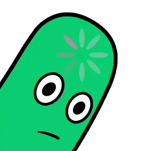 Green Cartoon Character With Flower Sticker