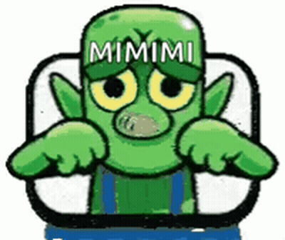 Green Cartoon Character With Mimi On Hat GIF