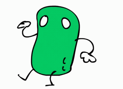 Green Cartoon Character With Purple Top Hat and Bow Tie
