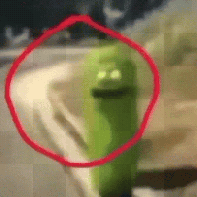 Green Cartoon Character With Red Circle Around Face GIF