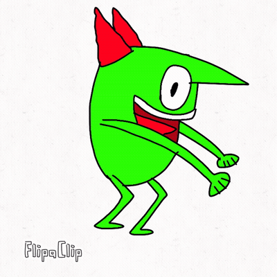 Green Cartoon Character With Red Hat Flipa Clip GIF