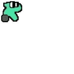 Green Cartoon Character With Sunglasses And Wheel Sticker