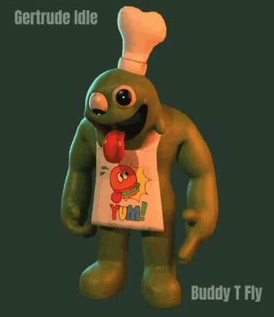 Green Cartoon Chef With Yum Apron GIF