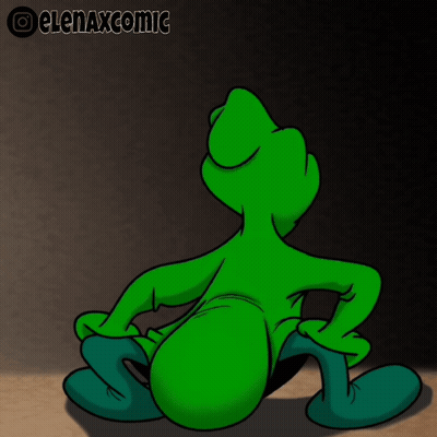 Green Cartoon Kneeling With Elenaxcomic