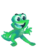 Green Cartoon Lizard Jumping Sticker