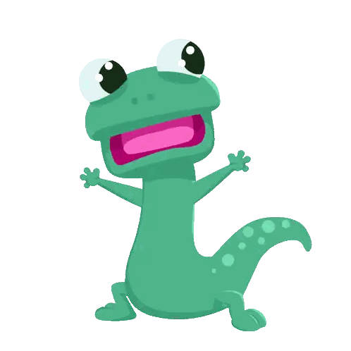 Green Cartoon Lizard With Pink Mouth Sticker
